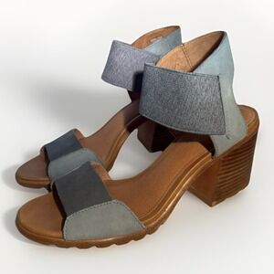 Sorel Women's Nadia Leather Block Heeled Sandal Sandal US 10 Cinder Blue Gray